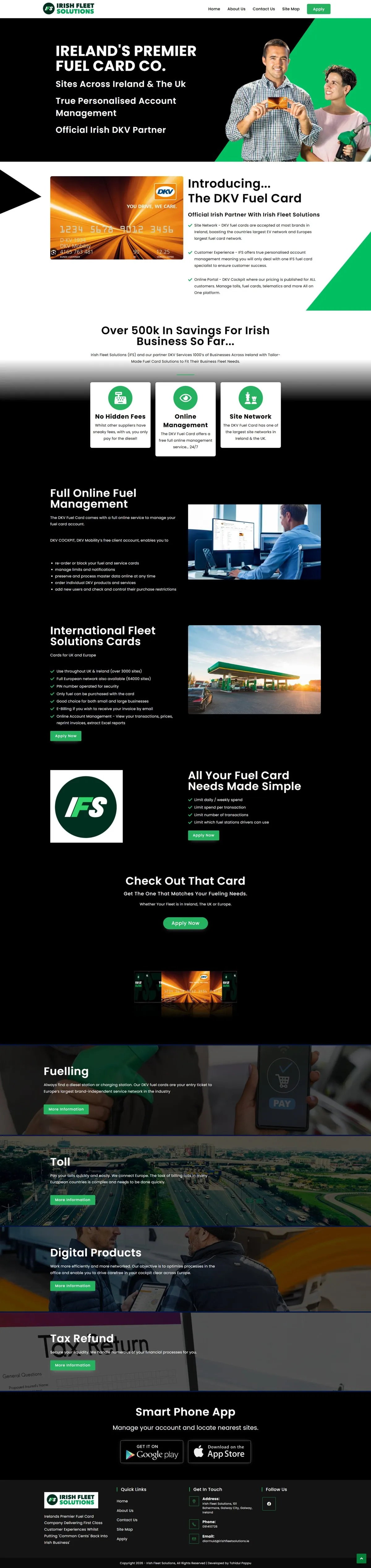 Irish Fleet Solutions website, Fuel Card & Fleet Services, designed and developed by Tohidul Islam Pappu